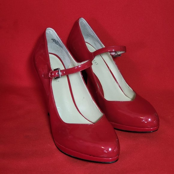 Nine West Womens Shoes Red Mary Jane Pumps Ankle Strap Spike High Heels 9M - Picture 5 of 15